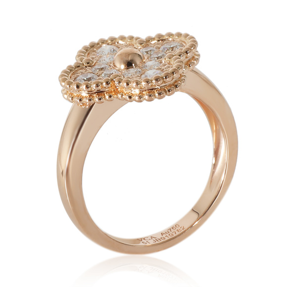 Van Cleef & Arpels Alhambra Diamond Ring in 18k Rose Gold 0.48 CTW - Picture 3 of 5